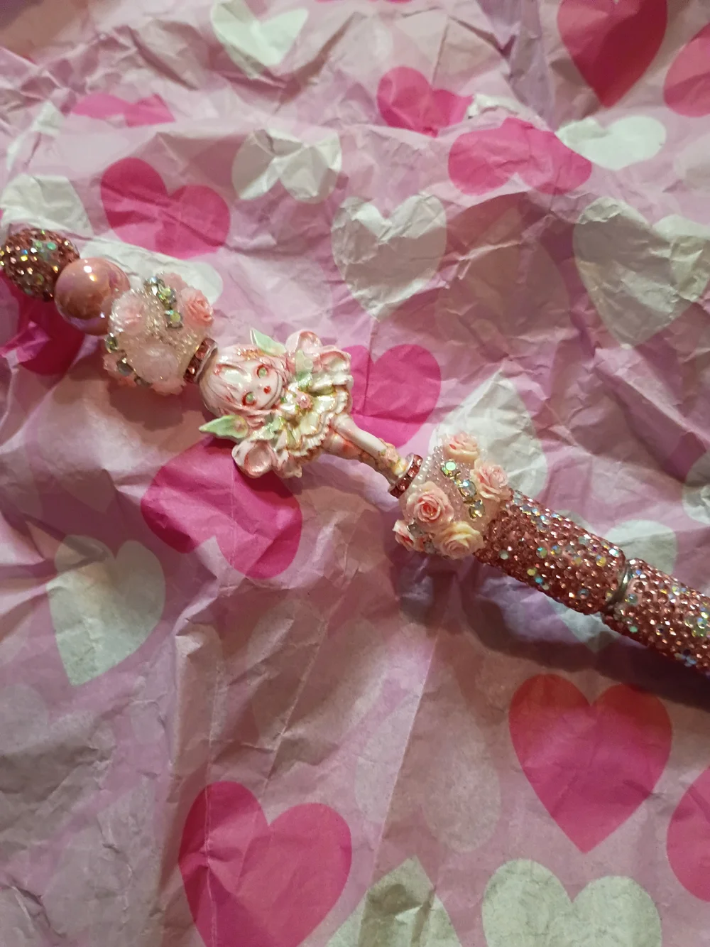 Pink Skull Panda Beaded Pen — Decorative Home Office Accent